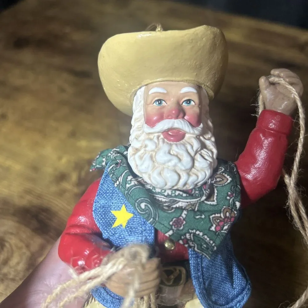 Dept 56 Cowboy Santa Claus Lasso Pastimes Ornament Collectible Rare Christmas